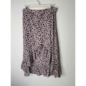 Nasty Gal Womens Large Skirt Ruffle Button Detail Call It Dot You Want Polka Dot